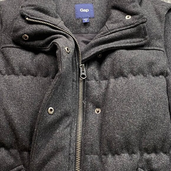 Gap Vest Womens XS Gray Puffer Down-Filled Wool-Blend Full Zip with Snap Preppy - Picture 4 of 13